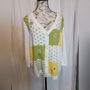 Christopher & Banks Flowers And Bees Cardigan